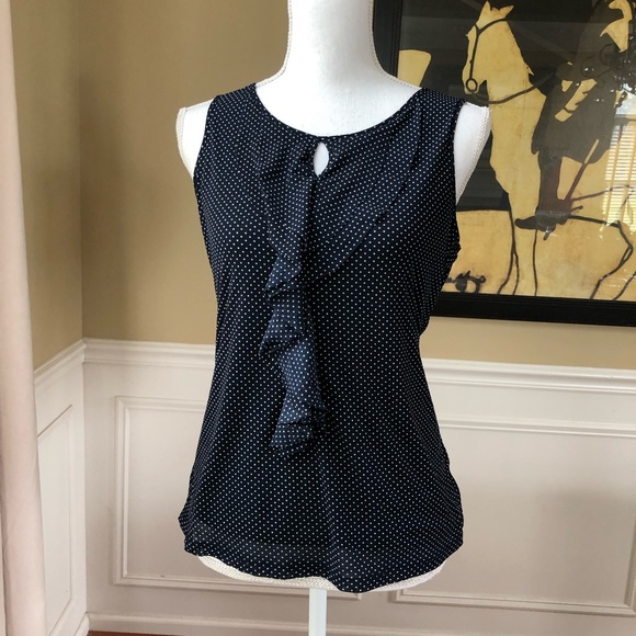 The Limited Tops - The Limited Navy Micro Polka Dot Stretchy Tank Top